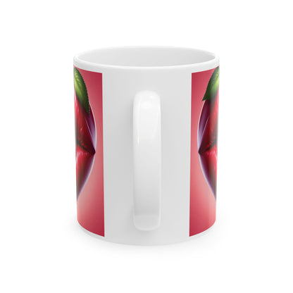 Cherry Lips Mug, Cute Retro Coffee Mug, Pop Art Ceramic Cup, Aesthetic Lips Design Mug, Gift for Coffee Lovers, 11oz 15oz