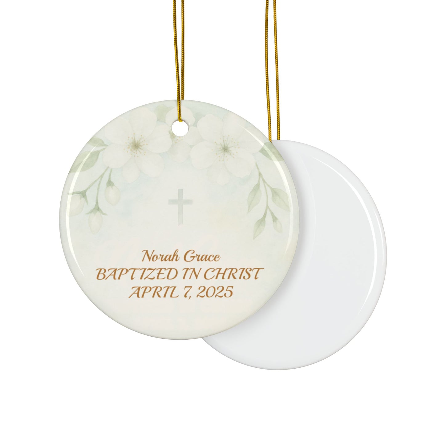 Personalized Baptism Ornament for Girl and boys, Custom Ceramic Keepsake, Goddaughter Gift, Dedication Ornament, Religious Holiday Decor