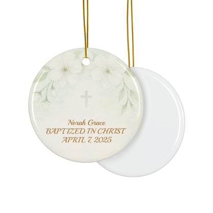 Personalized Baptism Ornament for Girl and boys, Custom Ceramic Keepsake, Goddaughter Gift, Dedication Ornament, Religious Holiday Decor