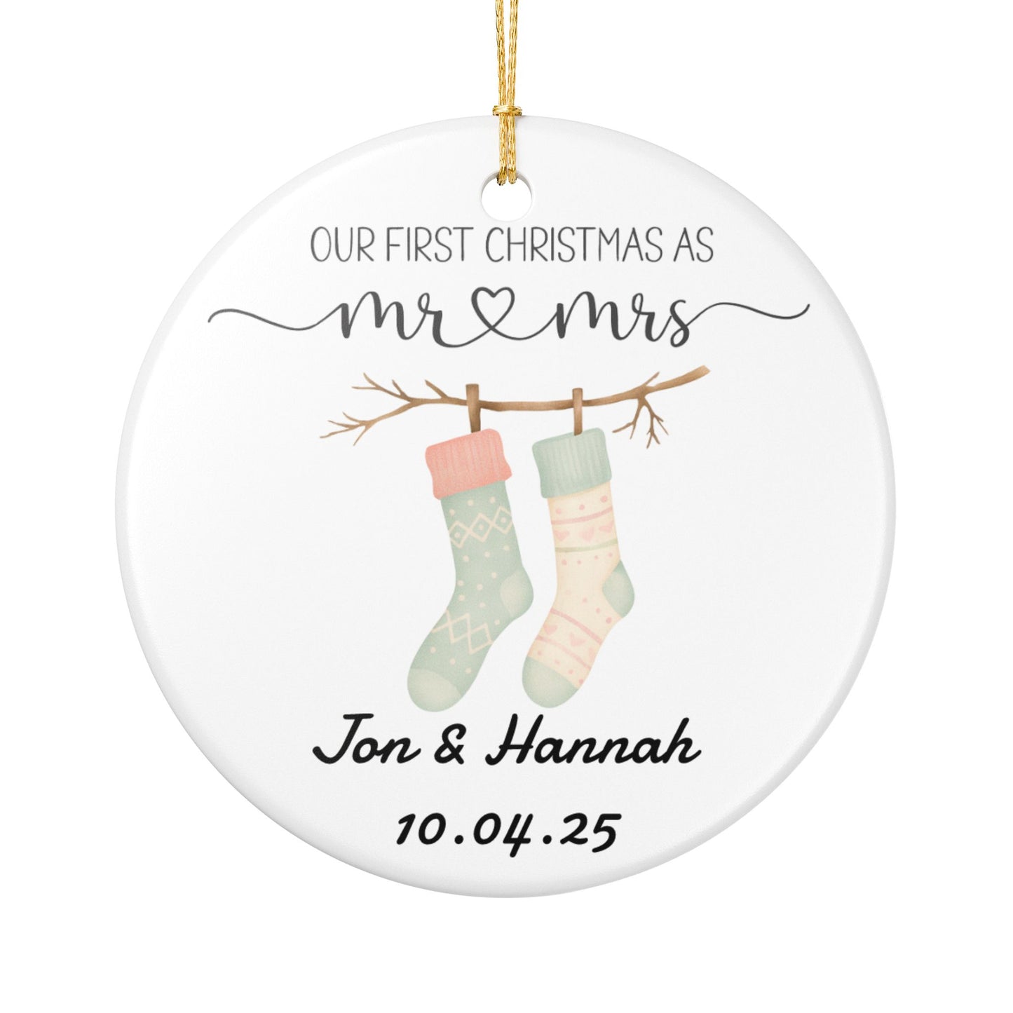 First Christmas Married Ornament, Customized Our First Christmas As Mr And Mrs Christmas Ornament, Personalized Wedding Gift, Newlywed 2025