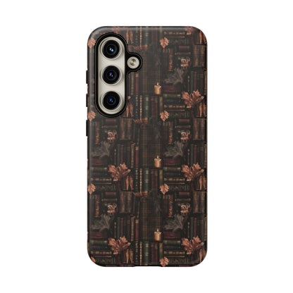 Gothic Phone Case Dark Academia Literary iPhone Samsung Cover with Books & Flowers, Phone case