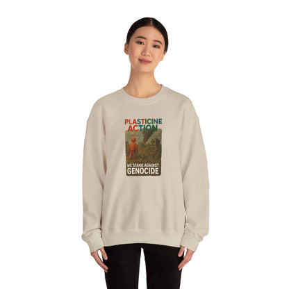 We stand against Genocide Crewneck Sweatshirt, Vintage Style, Sustainability Statement, Unisex Gift, Ethical Fashion, Activism Apparel