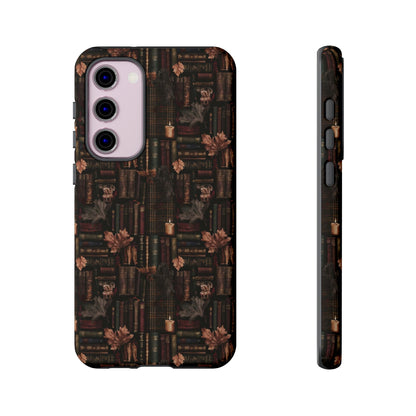 Gothic Phone Case Dark Academia Literary iPhone Samsung Cover with Books & Flowers, Phone case