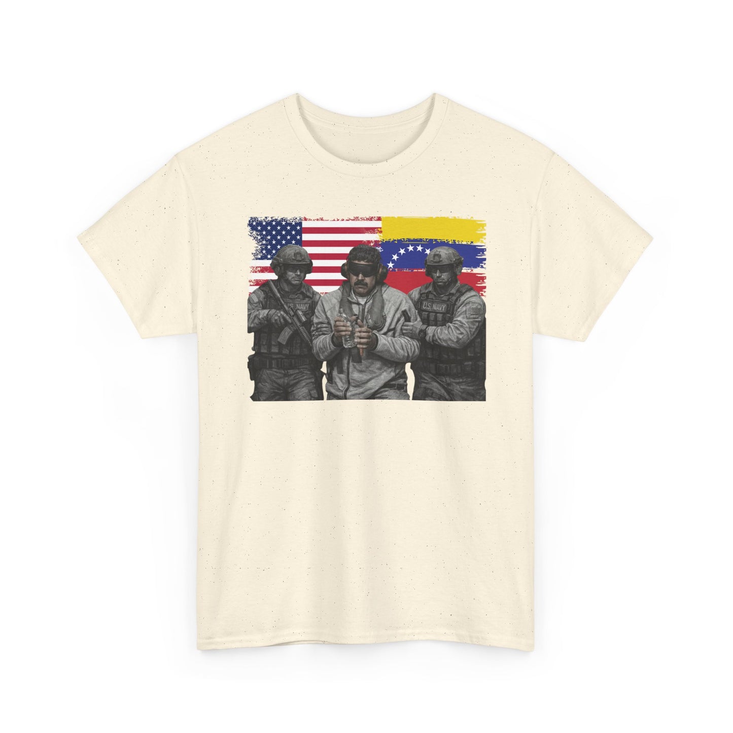 American and Venezuelan Flag Soldiers Tee, Nicolas Maduro Arrest Deportation Photo Tee T-shirt | Political Protest Graphic