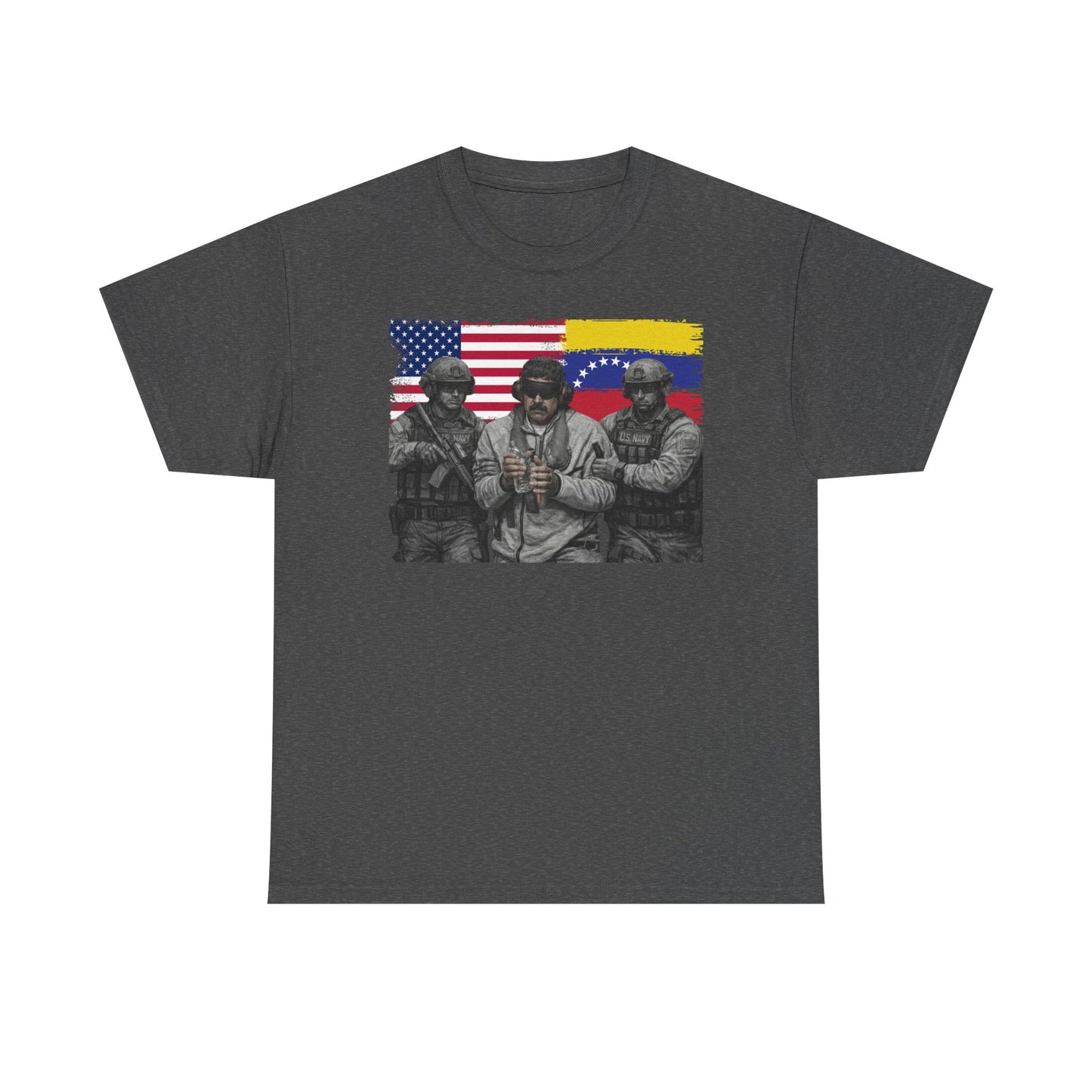 American and Venezuelan Flag Soldiers Tee, Nicolas Maduro Arrest Deportation Photo Tee T-shirt | Political Protest Graphic