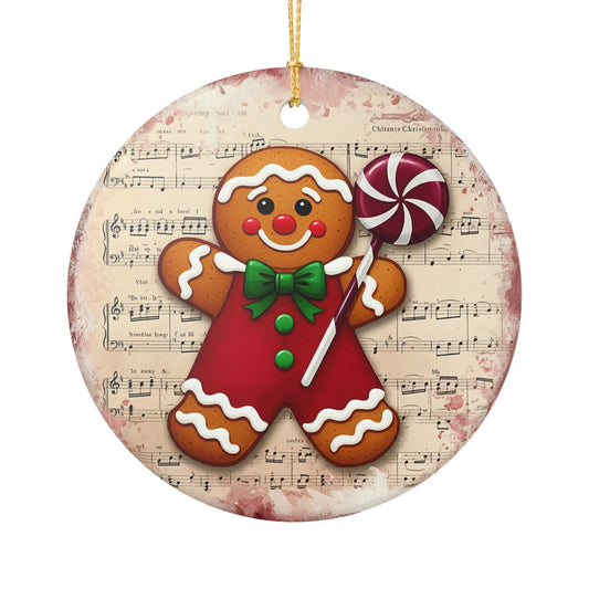 Gingerbread Man Ceramic Ornament, Christmas Decor, Holiday Gift, Tree Decoration, Gingerbread Theme