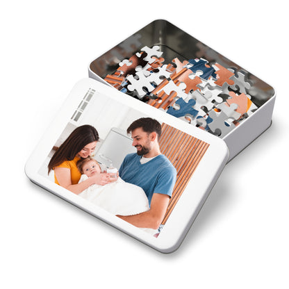 Family Photo Jigsaw Puzzle with Tin, Custom Picture Puzzle Keepsake, Personalized Family & Couples Gift