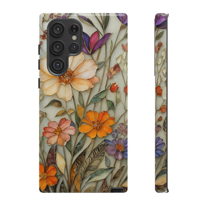 Phone case For iPhone & Samsung, Wildflower Mosaic MagSafe iPhone Case: Botanical Floral Design iPhone