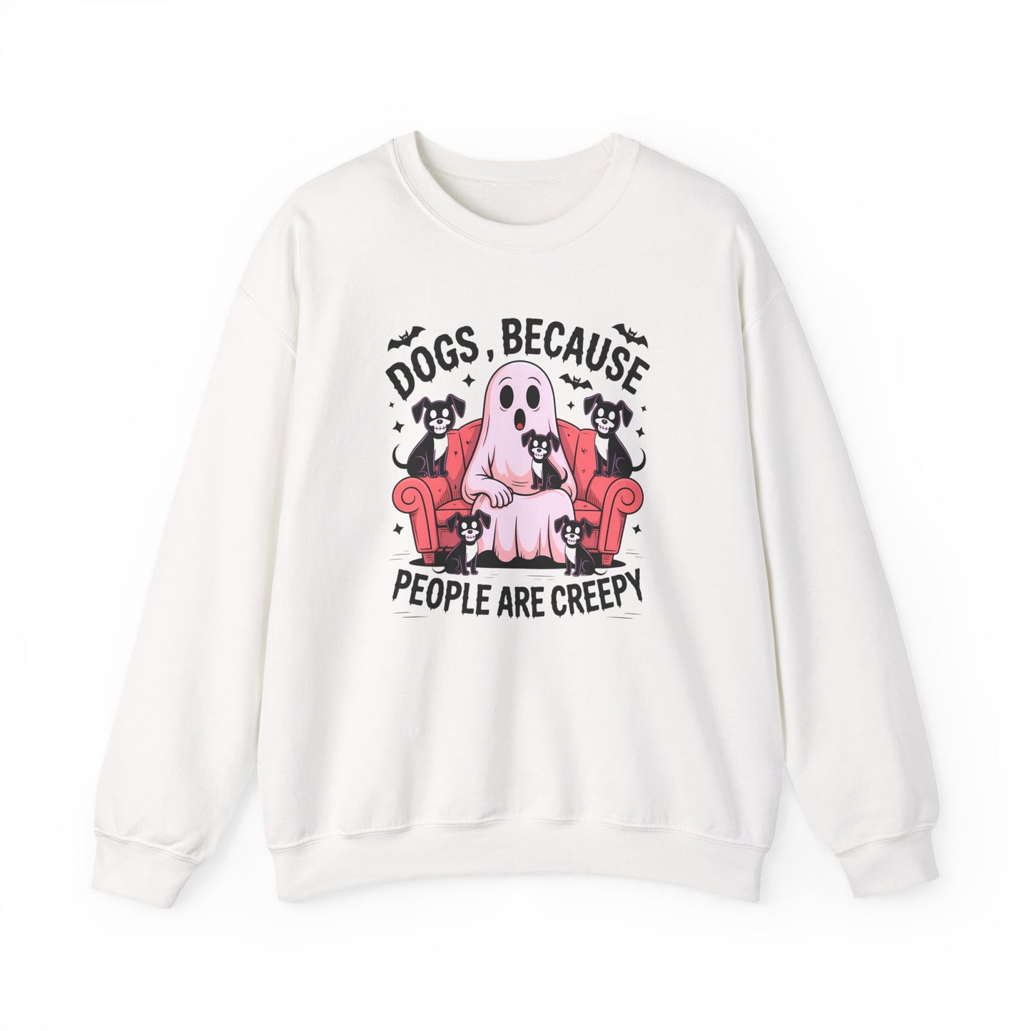 Cozy Halloween Sweatshirt, Funny Ghost And Dog Design, Crewneck, Perfect for Dog Lovers, Fall Fashion, Holiday Gift