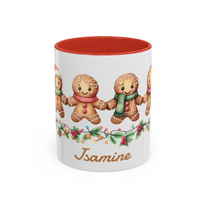 Personalized Gingerbread Friends Coffee Mug, Holiday Mug, Christmas Decor, Personalized Coffee Cup, Gift for Her, Winter Wonderland