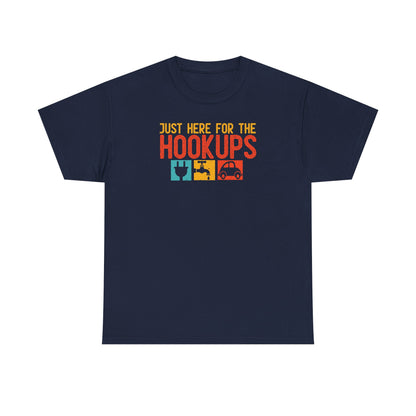 Just Here For The Hookups Shirt, Camping Fishing T-Shirt, Funny RV Camper Tee, Outdoors Graphic Tee, Campfire Gift for Men Women