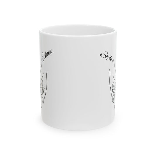 Holding Hands Couple Mug | Personalized Names & Date Coffee Cup | Custom Line Art Couple Mug | Valentine Anniversary Love Gift