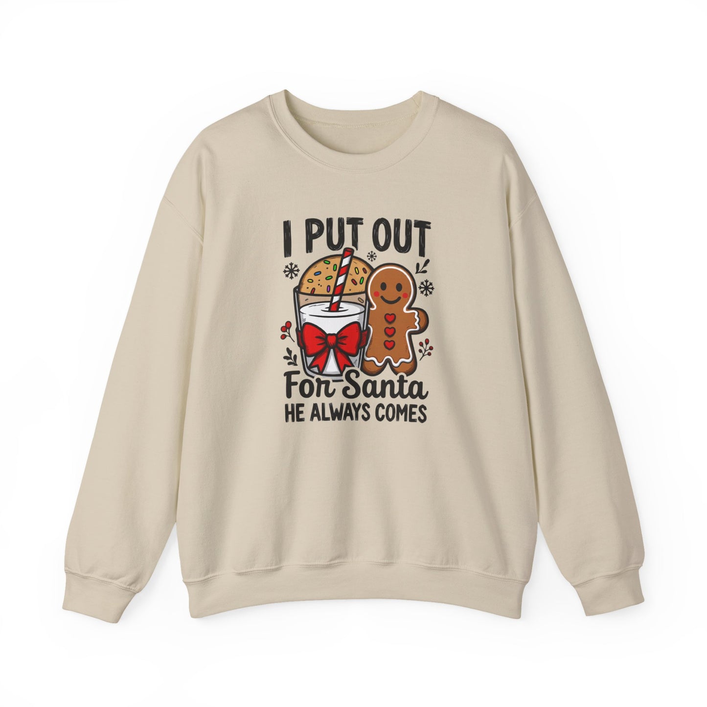 I Put Out For Santa Sweatshirt, Funny Christmas Crewneck, Cookies & Milk Holiday Sweater, Gingerbread Shirt, Xmas Party Sweatshirt