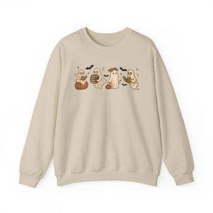 Ghostly Friends Crewneck Sweatshirt, Halloween Ghost Sweatshirt, Halloween Sweatshirt, Unisex Sweatshirt, Cozy Crewneck, Fall Fashion