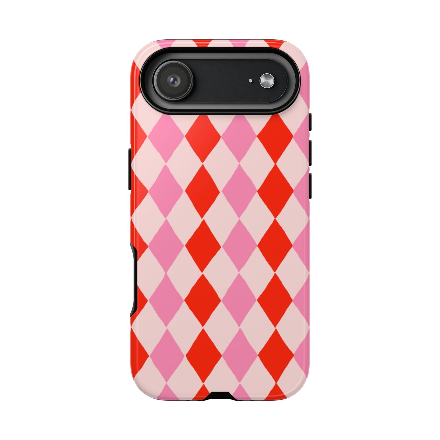 Tough Cases with Red Pink Diamonds, Retro Checkerboard iPhone Case And Samsung Case, Slim Fit Phone Case, Stylish Gift