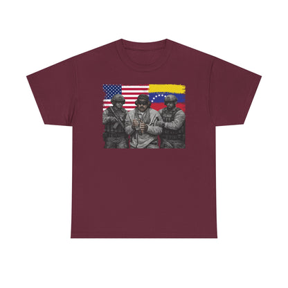 American and Venezuelan Flag Soldiers Tee, Nicolas Maduro Arrest Deportation Photo Tee T-shirt | Political Protest Graphic