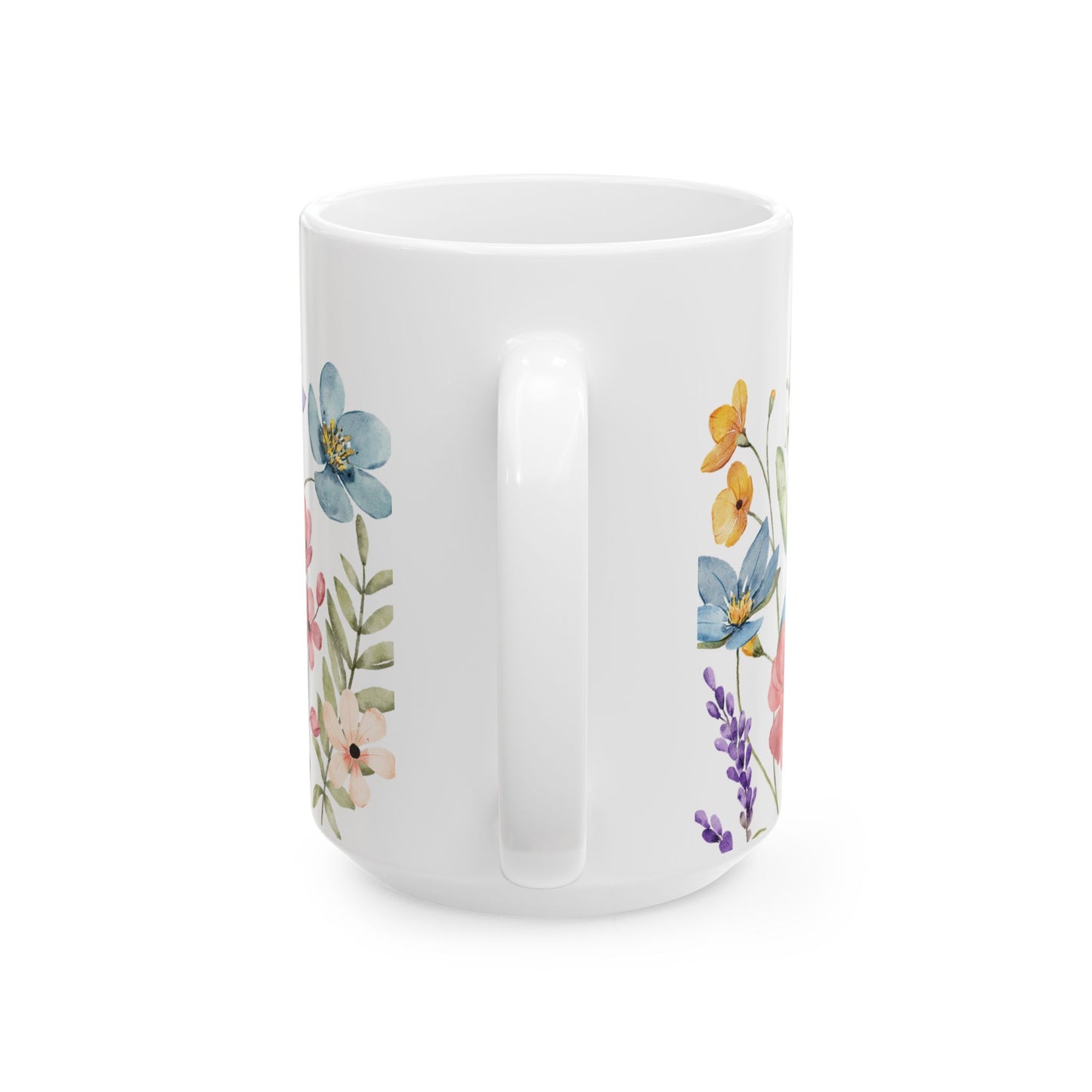 Watercolor Floral Mug Spring Flower Coffee Cup, Botanical Butterfly Mug, Garden Lover Gift, Nature Aesthetic Ceramic Mug Cute Floral Tea Cup