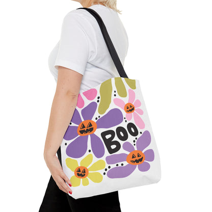 Halloween Floral Tote Bag, Eco-Friendly Shopping Tote, Seasonal Gift Bag, Trick or Treat Tote, Fall Decor Carryall