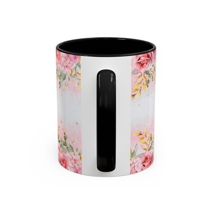 Personalized Floral Accent Coffee Mug, Custom Gift for Her, Birthday Mug, Floral Drinkware, Mother's Day Gift