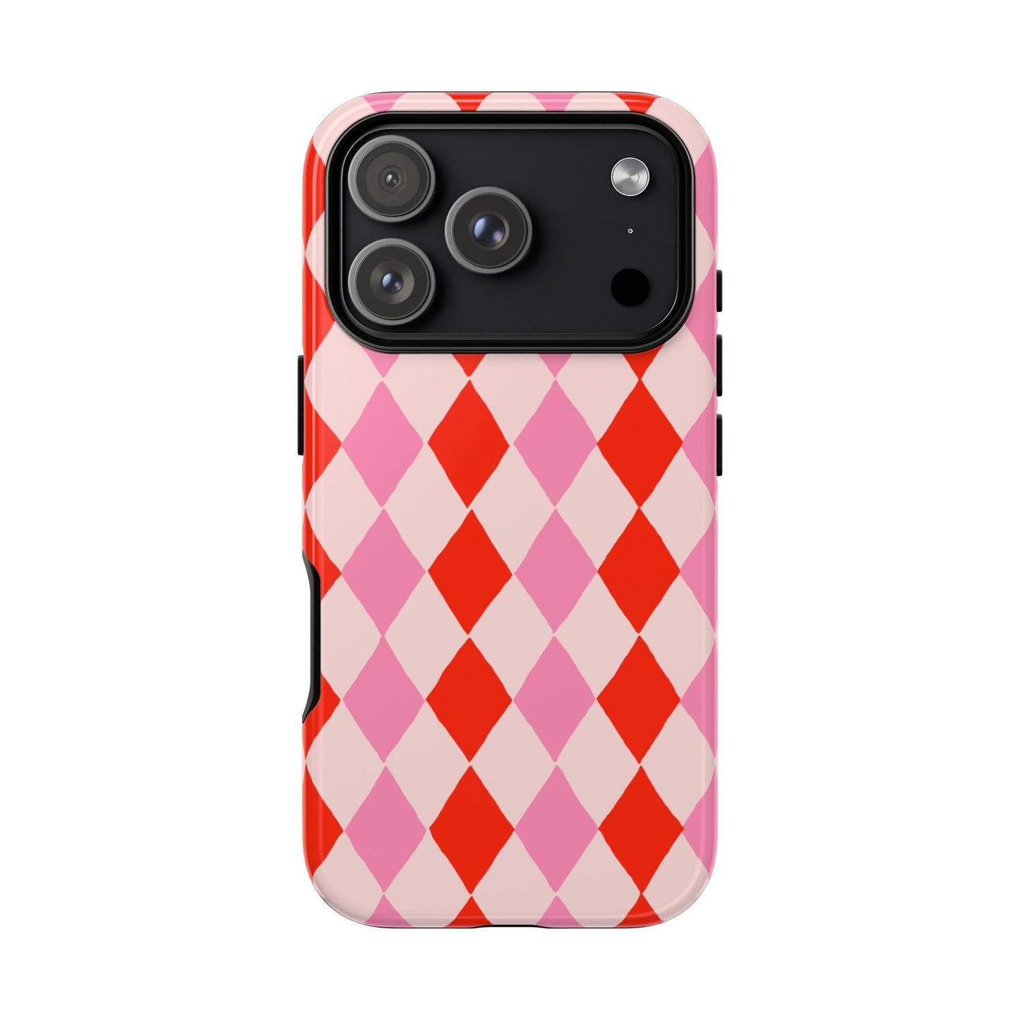 Tough Cases with Red Pink Diamonds, Retro Checkerboard iPhone Case And Samsung Case, Slim Fit Phone Case, Stylish Gift