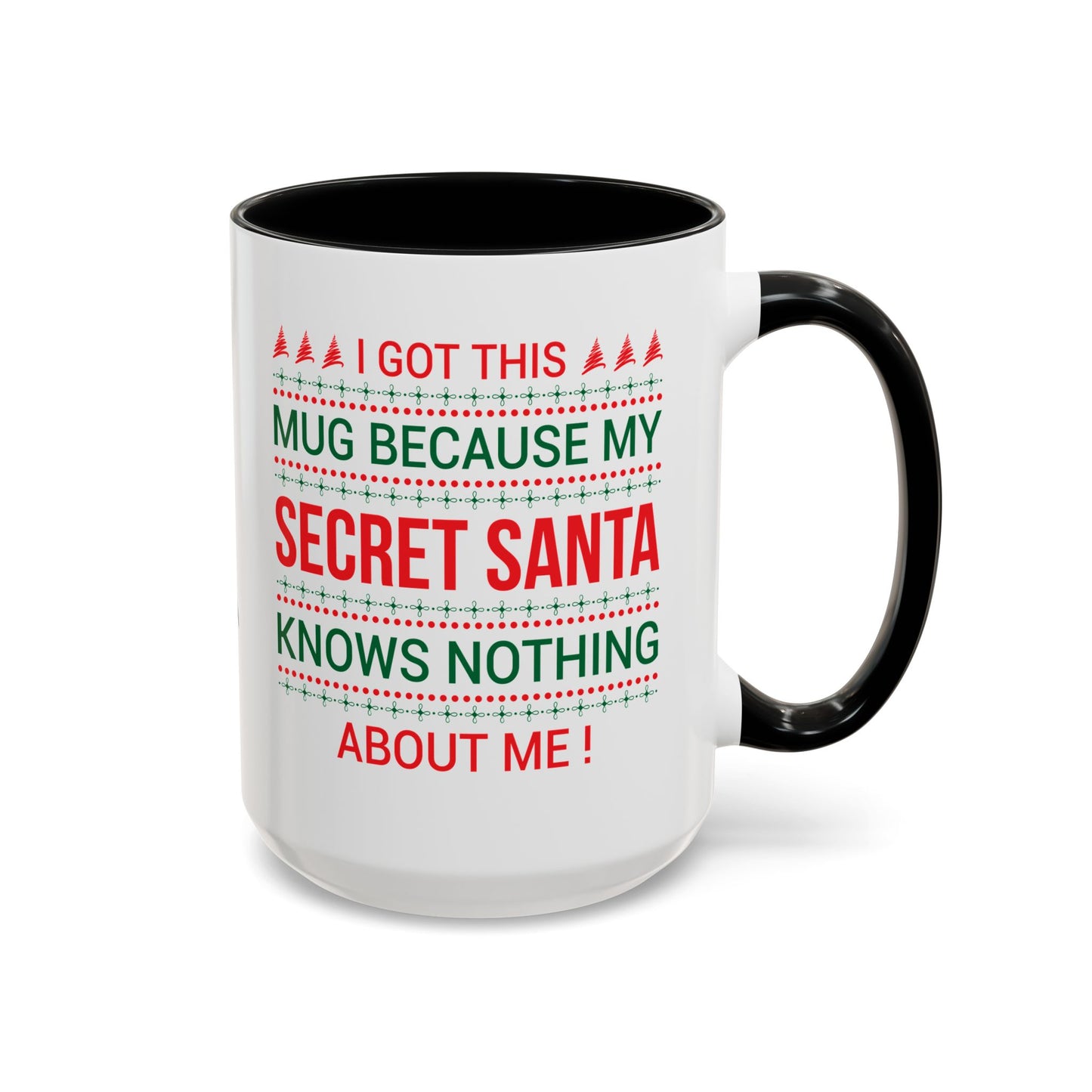 Personalized Secret Santa Accent Coffee Mug, Holiday Gift, Funny Christmas Mug, Unique Office Secret Santa Gift, Custom Drinkware