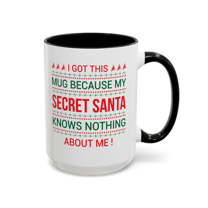Personalized Secret Santa Accent Coffee Mug, Holiday Gift, Funny Christmas Mug, Unique Office Secret Santa Gift, Custom Drinkware