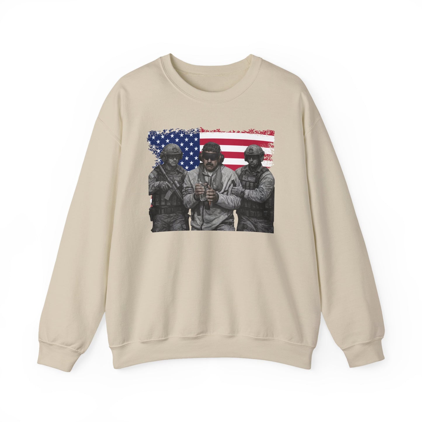 Maduro Captured 2026 Venezuela Libre Sweatshirt, Patriotic Military Graphic Crewneck, American Flag Soldier Tribute, Support Pullover