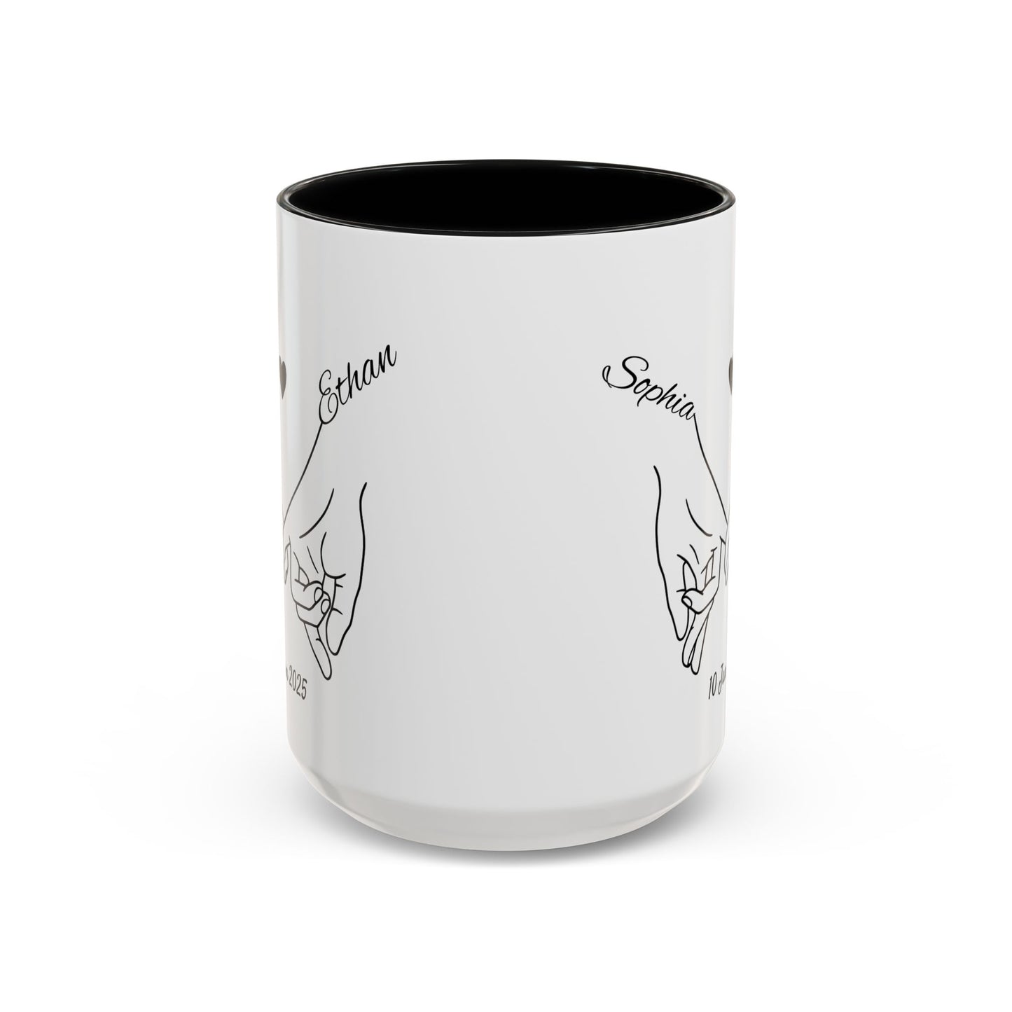 Holding Hands Couple Mug | Personalized Names & Date Coffee Cup | Custom Line Art Love Mug | Valentine Anniversary Gift for Couples