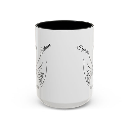 Holding Hands Couple Mug | Personalized Names & Date Coffee Cup | Custom Line Art Love Mug | Valentine Anniversary Gift for Couples