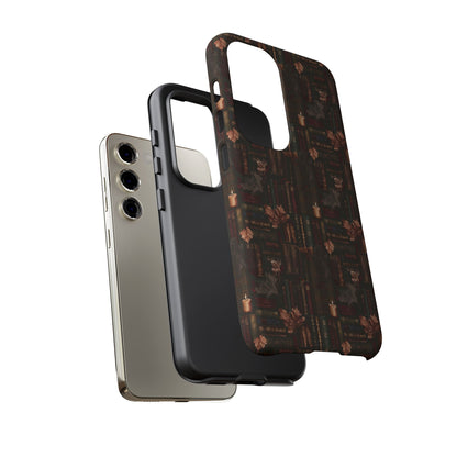 Gothic Phone Case Dark Academia Literary iPhone Samsung Cover with Books & Flowers, Phone case