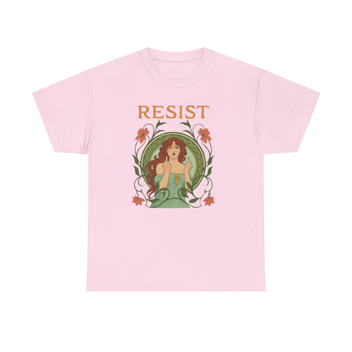 Resist Art Nouveau Woman Tee, Feminist Vintage Shirt, Botanical Activist T-Shirt, Retro Feminism Gift, Empowerment Top, Mucha Anti Trump