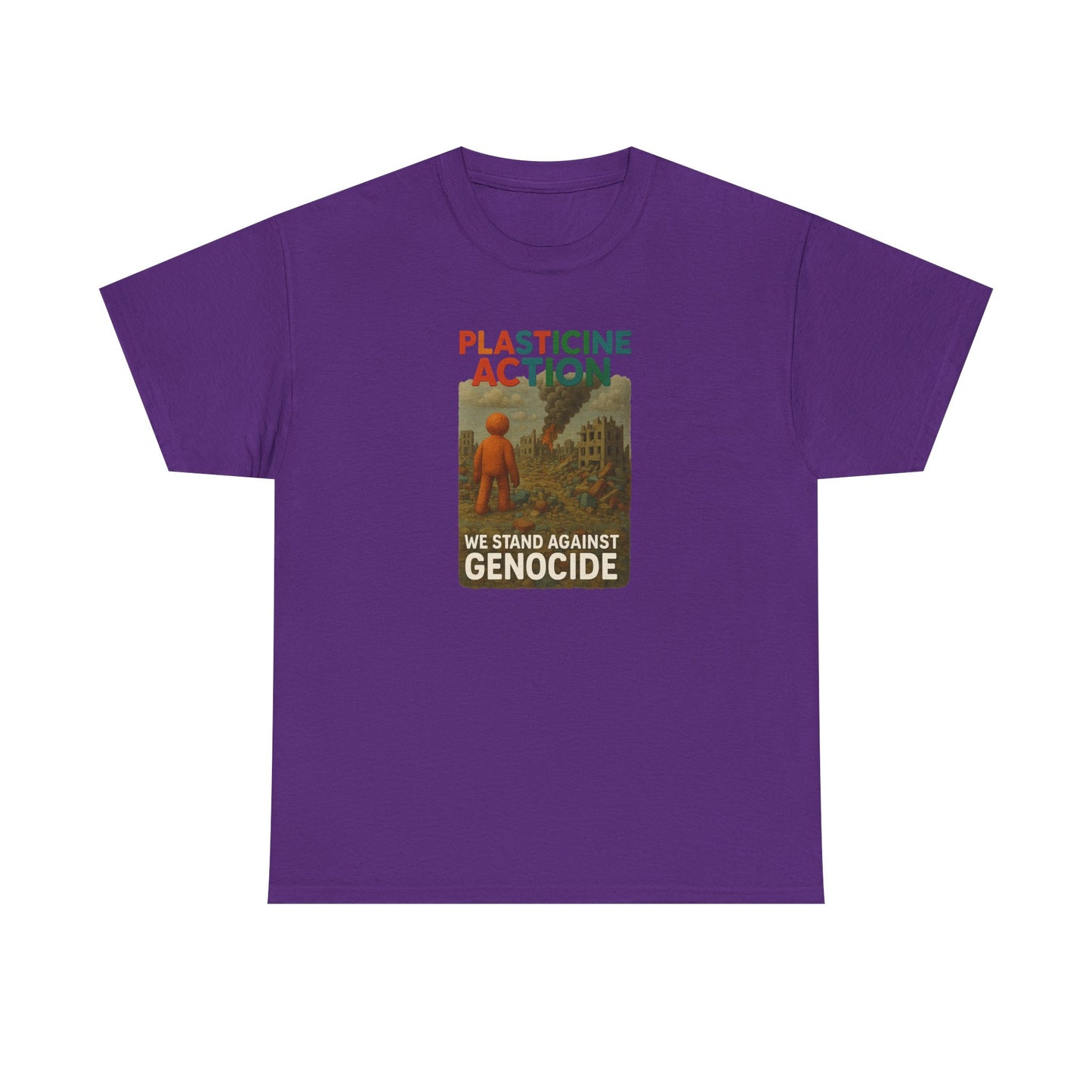 Plasticine Action Heavy Cotton Tee, Stand Against Genocide, Activist Wear, Social Justice Shirt, Awareness Tee, Thought Provoking Apparel