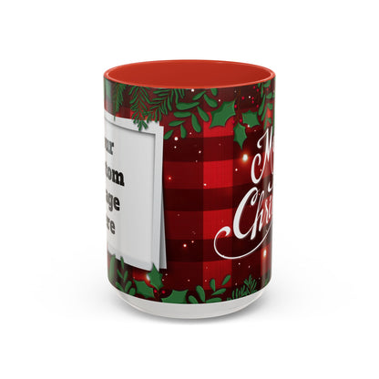 Personalized  Merry Christmas Accent Coffee Mug, Holiday Gift, Xmas Decor, Festive Beverage Cup, Custom Holiday Mug