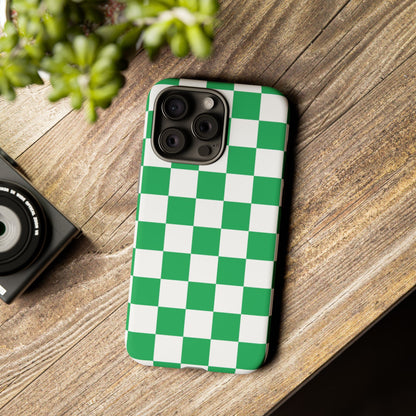 Green Checkerboard Phone Case, iPhone 17 Pro, 17, 16, 15, 14, 13, 12, 11, X, XR, XS MAX, Mobile Cover, Gift for Students, Phone Accessory