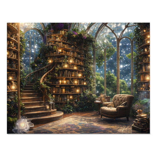 Dream Library, Magical Greenhouse, Jigsaw Puzzles, Star Filled Sky Library Reading Garden Lounge Room, Starry Night View, 500 Or 1000