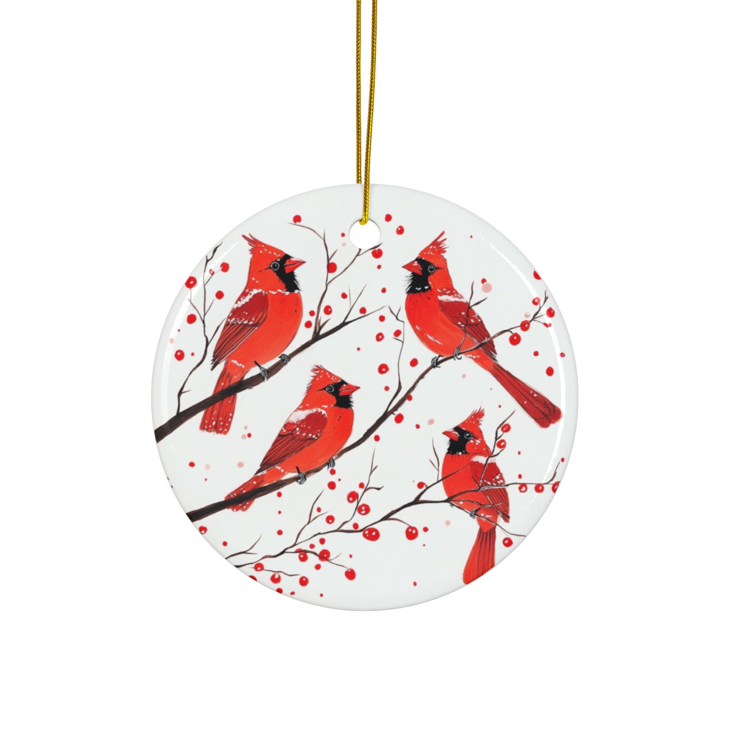 Cardinal Memorial Ornament, Double-Sided Ceramic Cardinal Keepsake, Red Cardinal Remembrance Ornament, Holiday Sympathy Gift