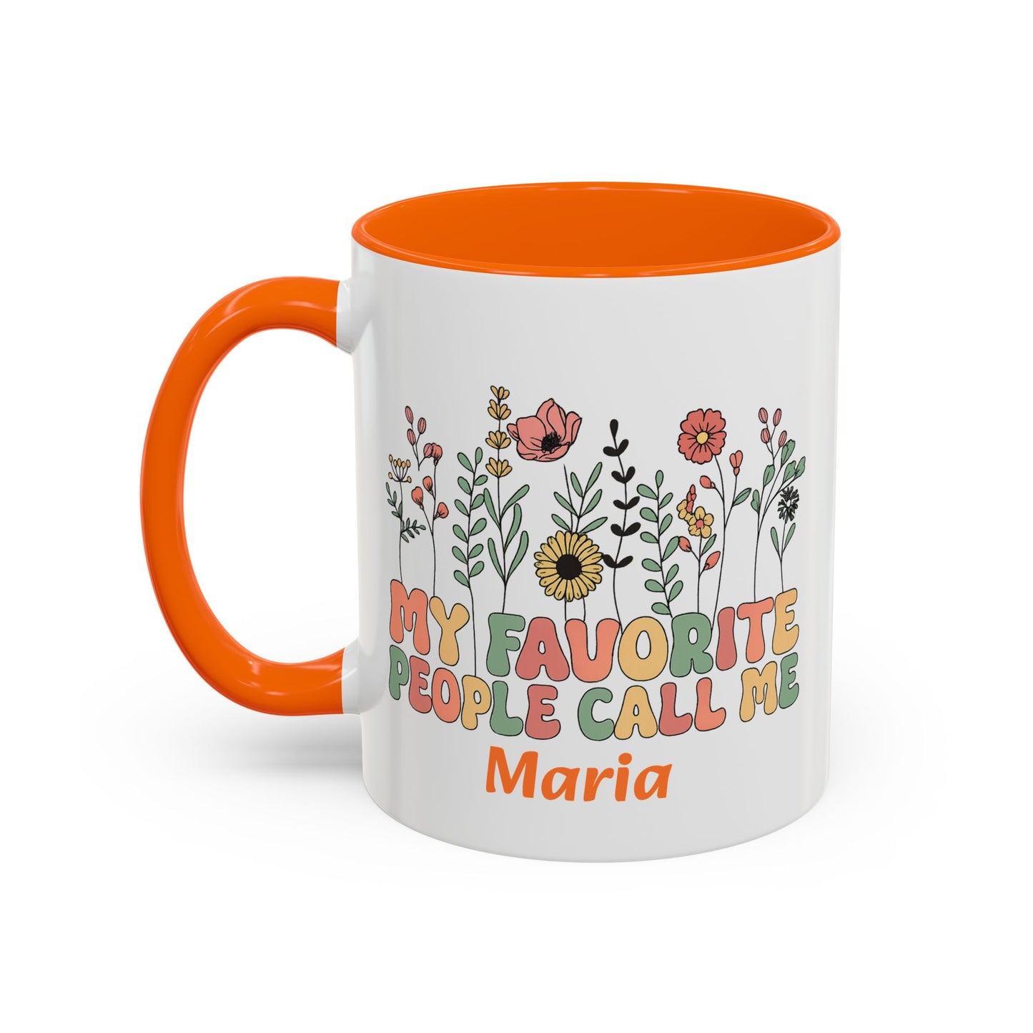 Personalized Floral Accent Mug, My Favorite People Call Me Coffee Cup, Perfect Gift for Friends, Family, Birthdays, Home Décor
