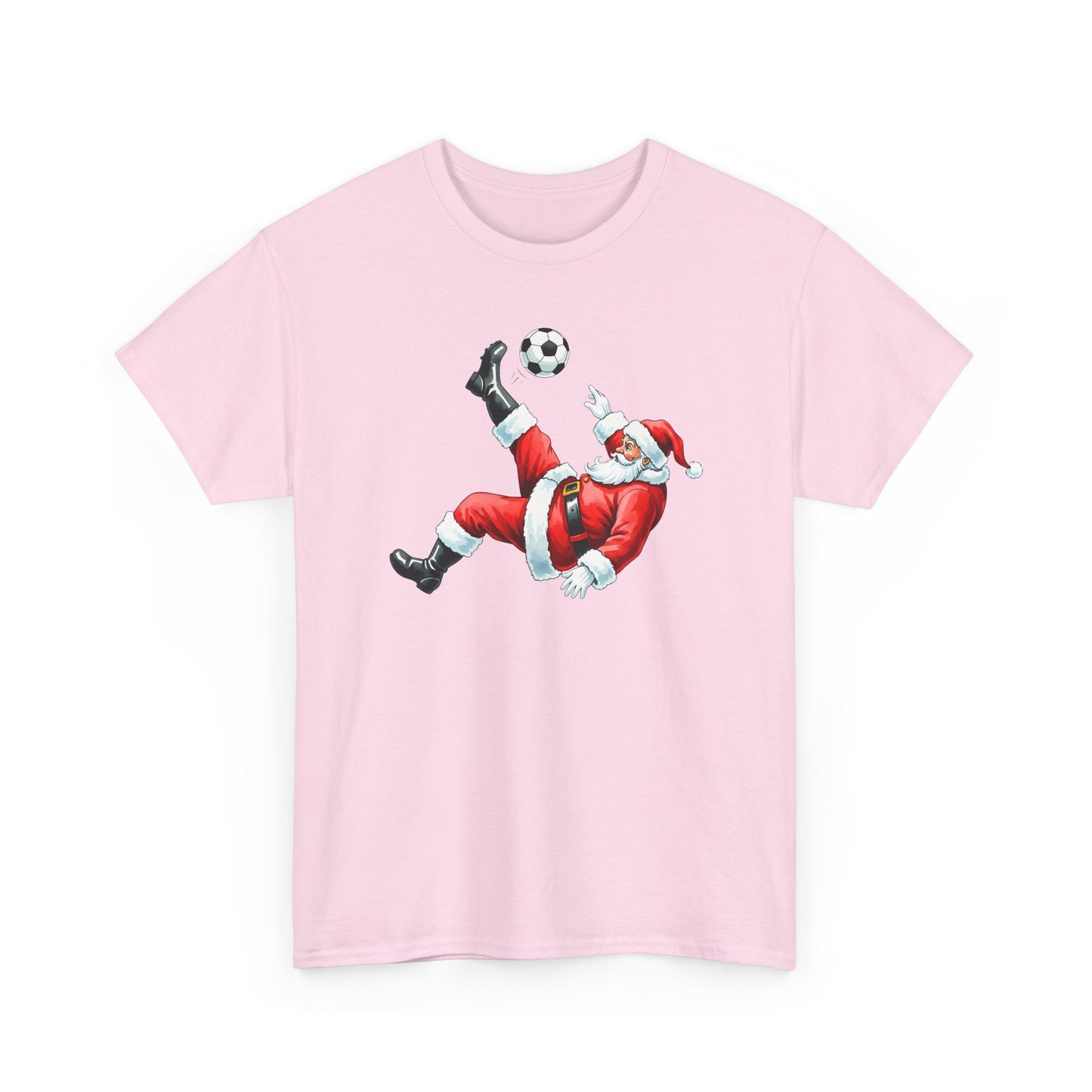 Santa Soccer Heavy Cotton Tee, Fun Holiday Shirt, Christmas Party, Gift for Him/Her, Festive Clothing, Casual Wear, Gift for her
