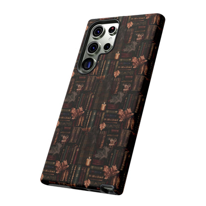 Gothic Phone Case Dark Academia Literary iPhone Samsung Cover with Books & Flowers, Phone case