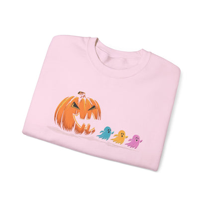 Halloween Ghost & Pumpkin Crewneck Sweatshirt, Unisex Fall Apparel, Cozy Sweatshirt, Halloween Gift, Seasonal Fashion