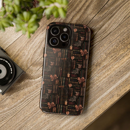 Gothic Phone Case Dark Academia Literary iPhone Samsung Cover with Books & Flowers, Phone case