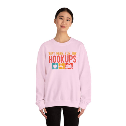 Just Here For The Hookups Sweatshirt | RV Camper Camping Pullover | Towing Camperplug Crewneck | RV Life Apparel