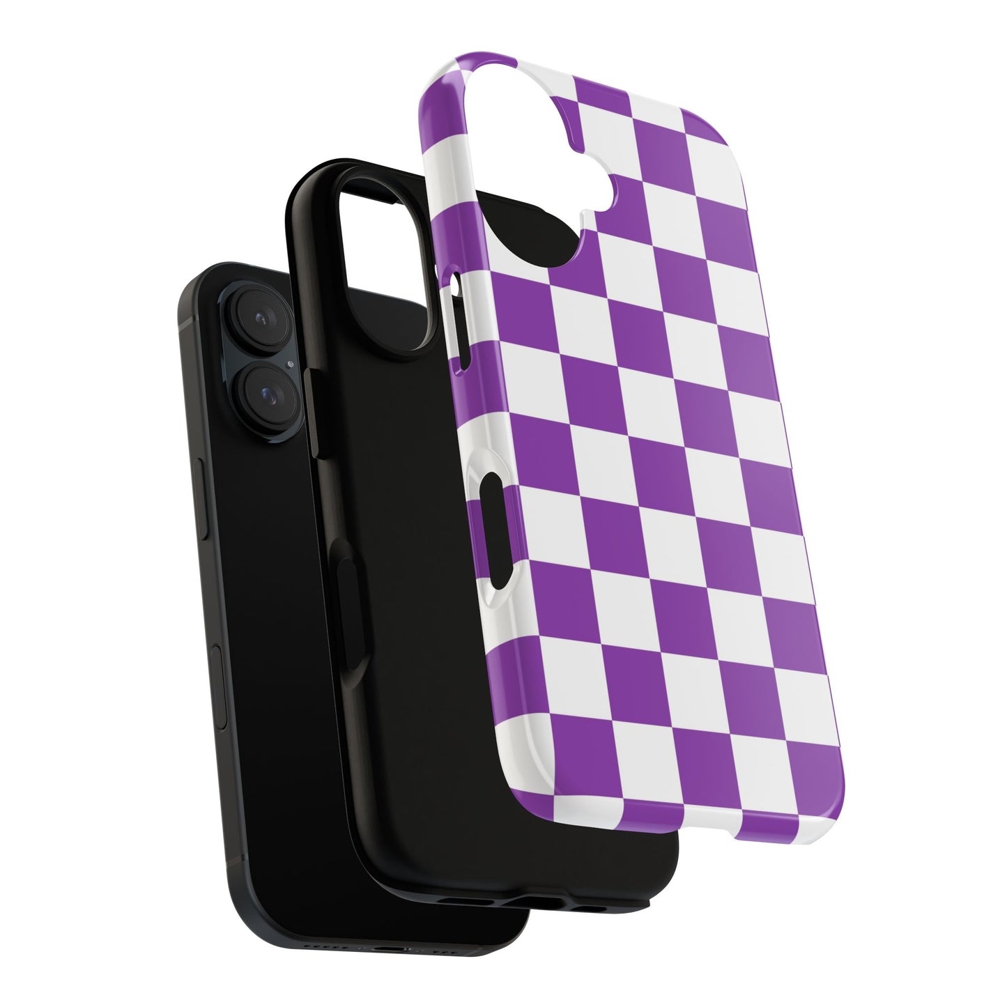 Purple Checkered Phone Case,  iPhone 17 Pro, 17, 16, 15, 14, 13, 12, 11, X, XR, XS MAX, Trendy Gift for Friends, Accessory for Occasions