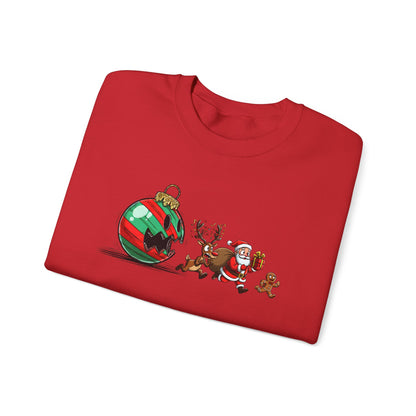 Funny Santa Running Christmas Sweatshirt | Cute Holiday Crewneck | Santa Reindeer Gingerbread Sweater | Christmas Gift
