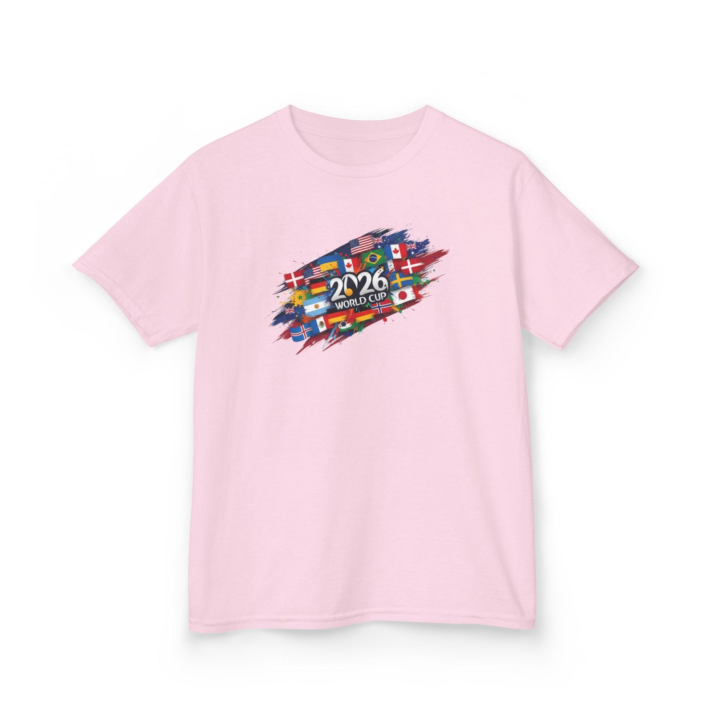 2026 World Flags Kids T-Shirt | Colorful International Flags Tee for Kids | Global Soccer Fan Shirt | Fun Cotton Youth Top