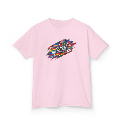 2026 World Flags Kids T-Shirt | Colorful International Flags Tee for Kids | Global Soccer Fan Shirt | Fun Cotton Youth Top