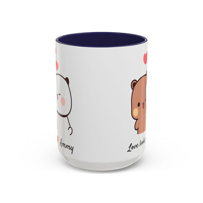 Personalized Dudu Bubu Mug | Cute Bear Coffee Cup | Color Handle Mug | Birthday Christmas Gift | Funny Mug for Her Him Valentine Gift