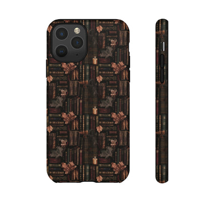 Gothic Phone Case Dark Academia Literary iPhone Samsung Cover with Books & Flowers, Phone case
