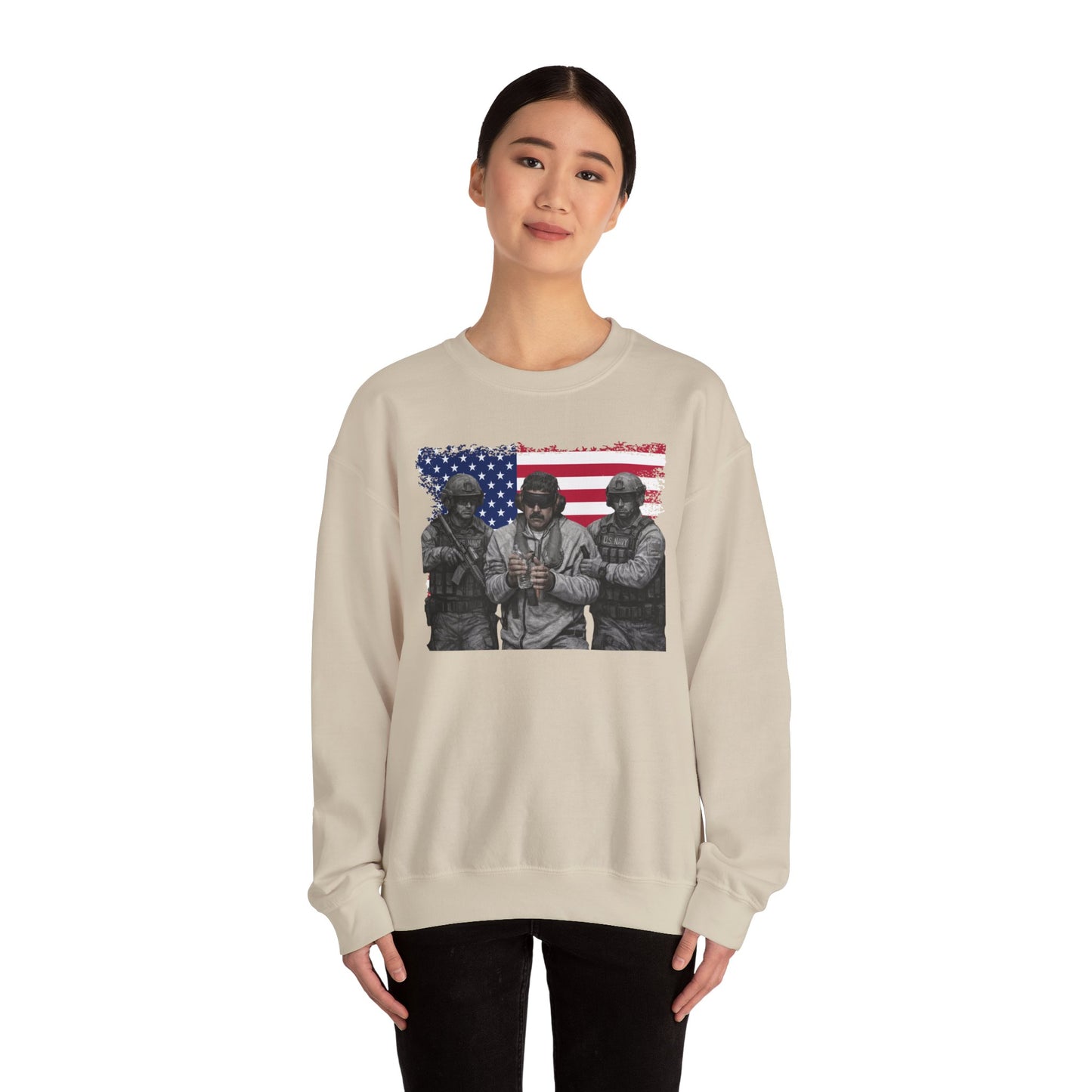 Maduro Captured 2026 Venezuela Libre Sweatshirt, Patriotic Military Graphic Crewneck, American Flag Soldier Tribute, Support Pullover