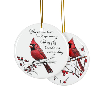 Cardinal Memorial Ornament, Red Cardinal Remembrance Ornament, Double-Sided Ceramic Ornament, Sympathy Gift, Loved One Christmas Keepsake